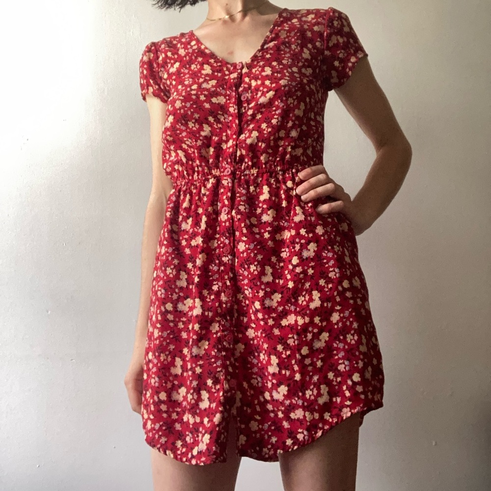 Kimchi Blue Red Floral Mini Dress